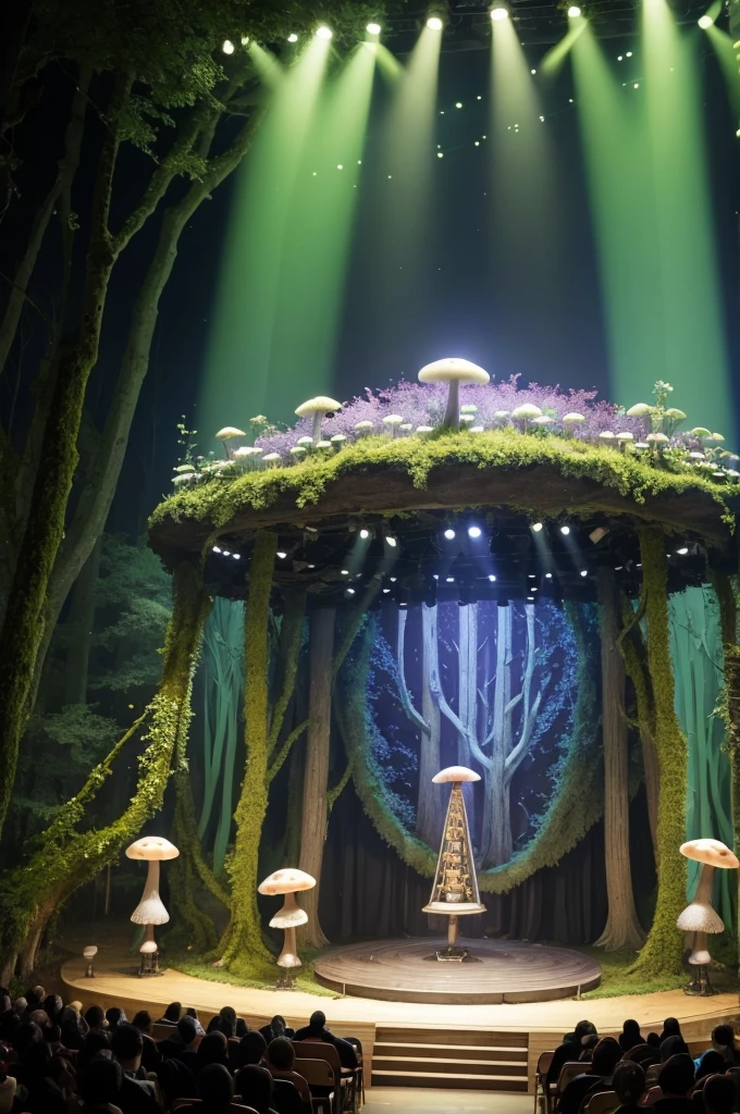 Mushroom themed show stage, mystic forest