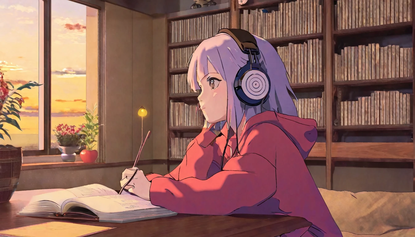 Lofi Girl, Colored_NarutoManga_ownwaifu, lofi girl listening to music