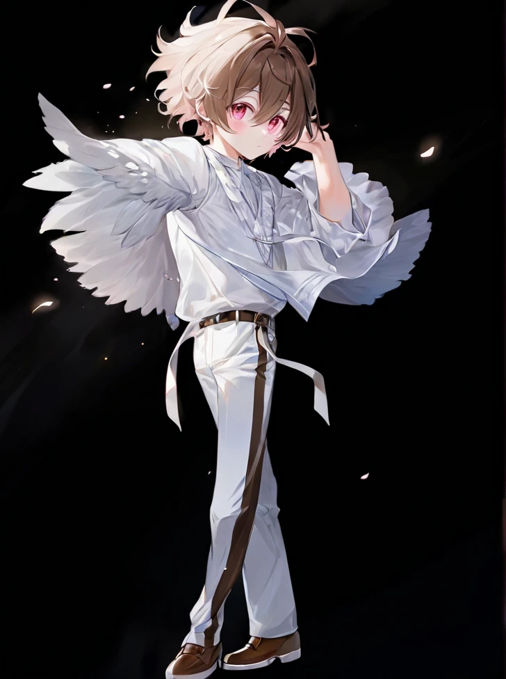 Boy (white clothes, brown hair, short hair, pink eyes)