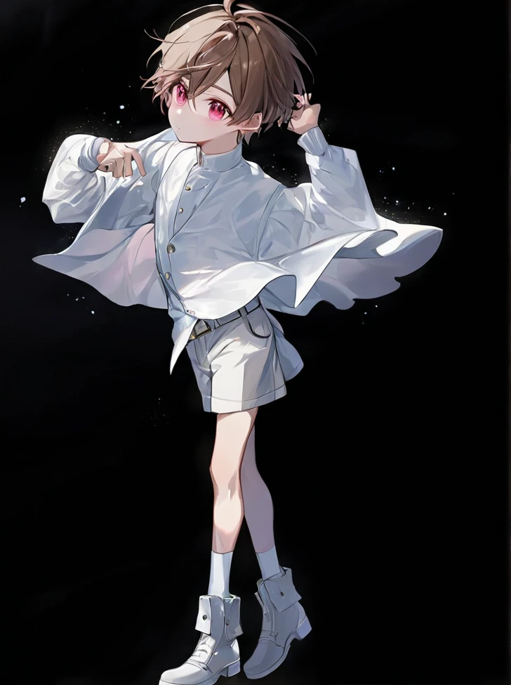 Boy (white clothes, brown hair, short hair, pink eyes)