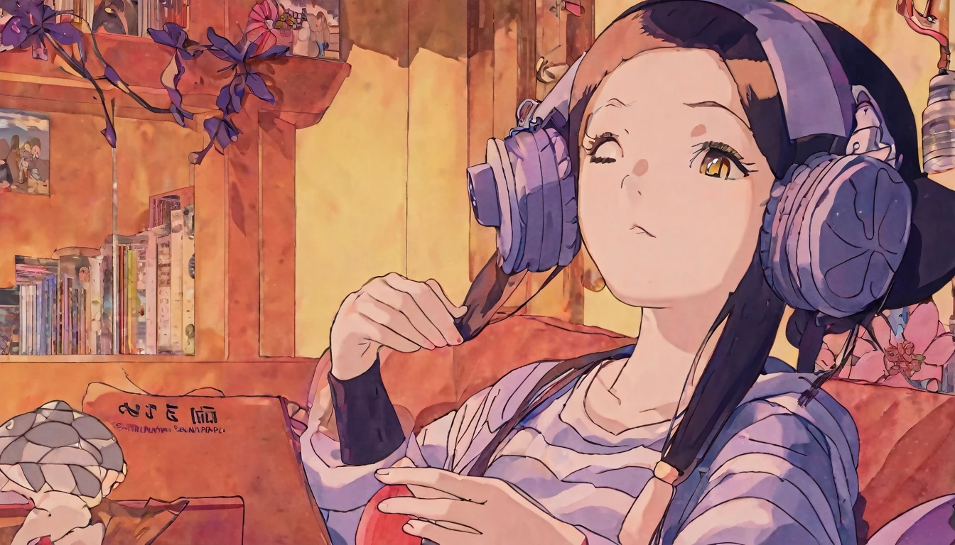 Colored_NarutoManga_ownwaifu, lofi girl listening to music