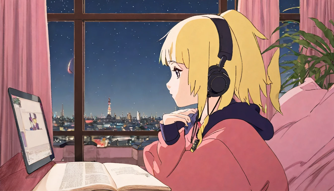 Colored_NarutoManga_ownwaifu, lofi girl listening to music