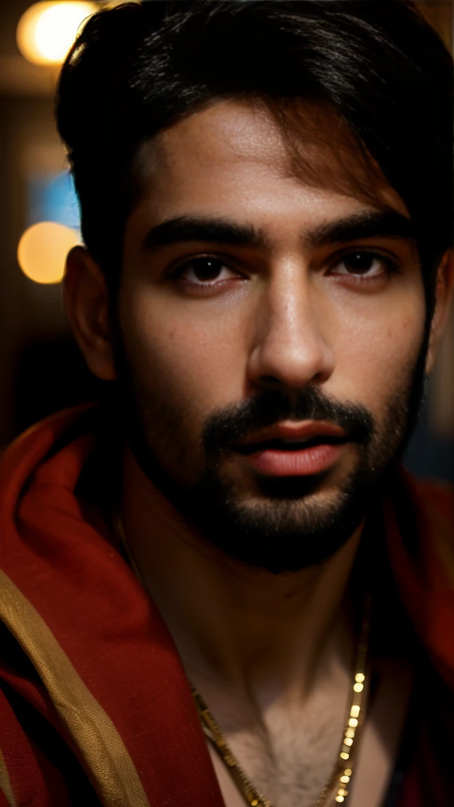 photography of a 30yo man, perfect face, masterpiece, Indian rapper, rap fashion
