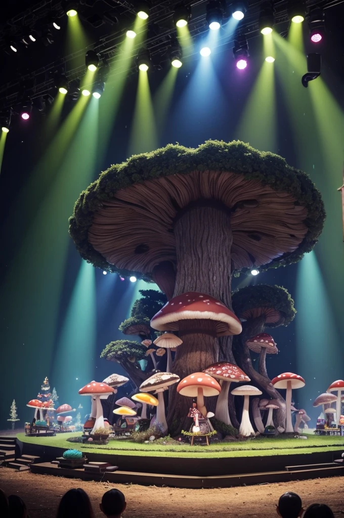 Mushroom themed show stage, mystic forest