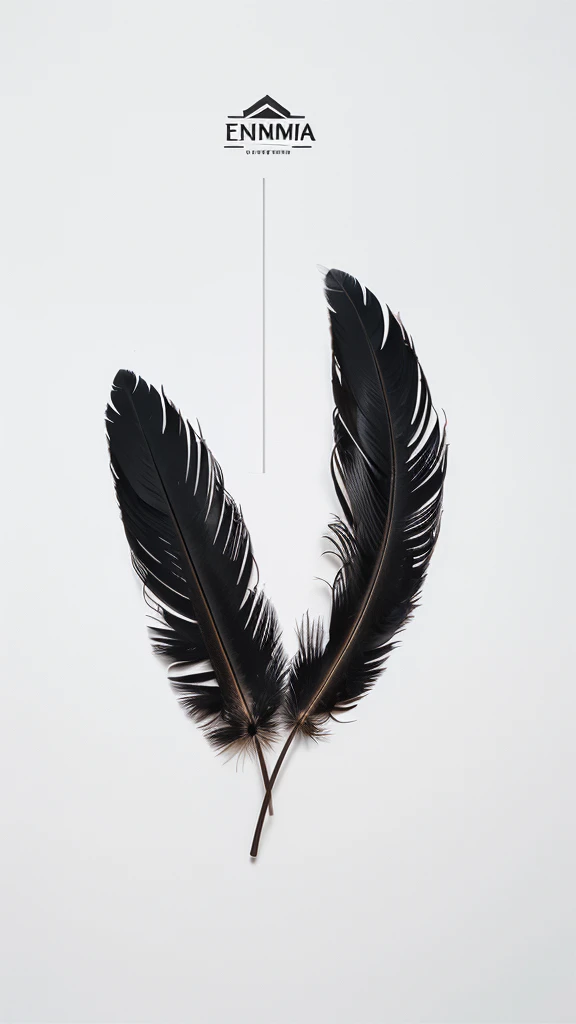A minimal, modern, simple, cinematic logo design for the brand “Penamemoria". Create a modern, minimalistic, high-quality, logo of a bird feather