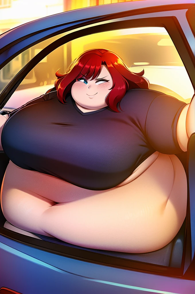 make redhaired ssbbw fat obese girl she can't fit in the car