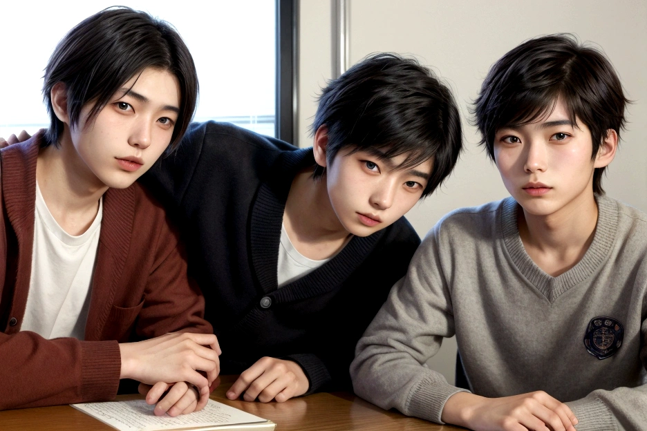 two 18 year old Japanese men at school