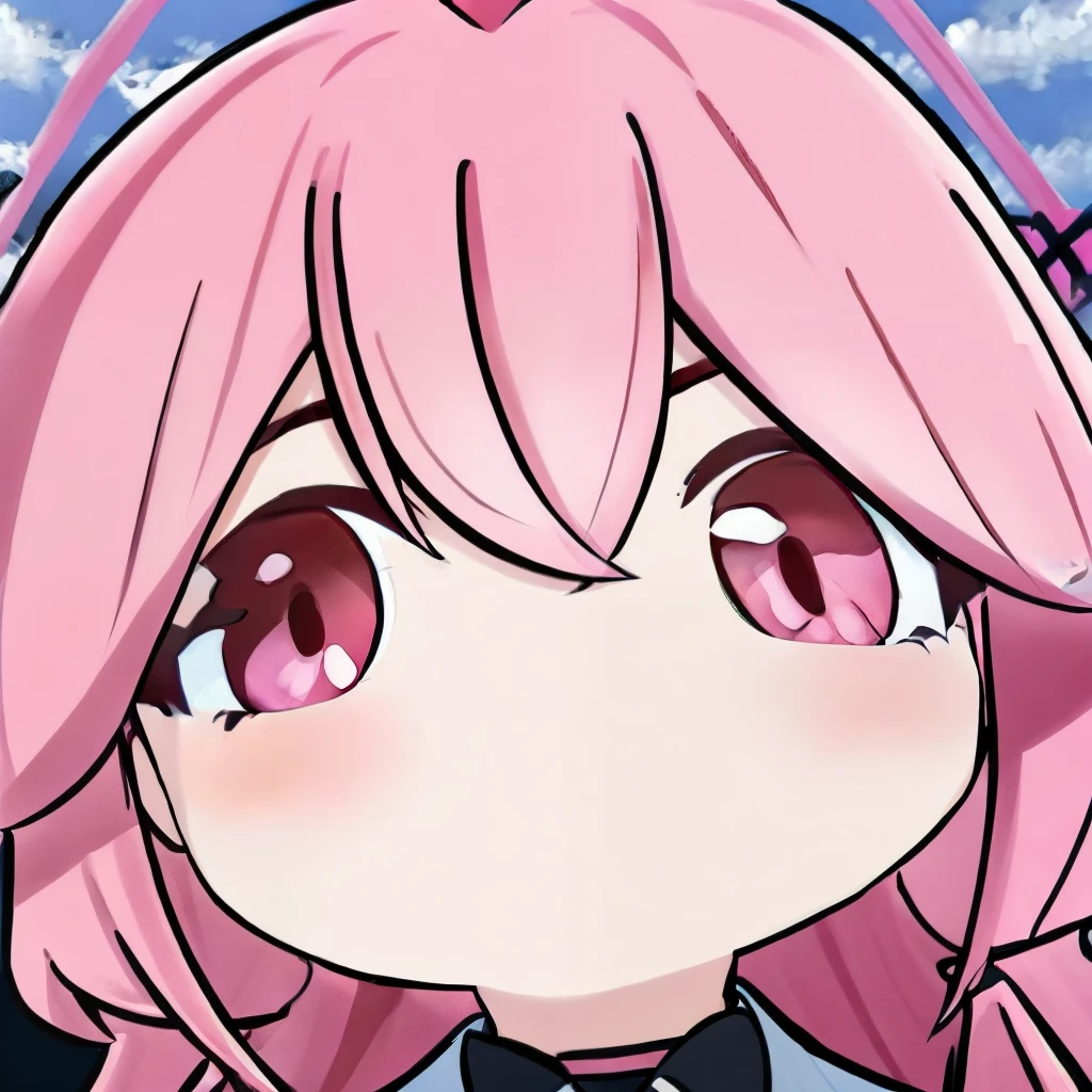 Bangs、(Pink Eyeshadow:1.3)、Hair between the eyes、Red Hair、braid、Bow hair accessories、Thick eyebrows