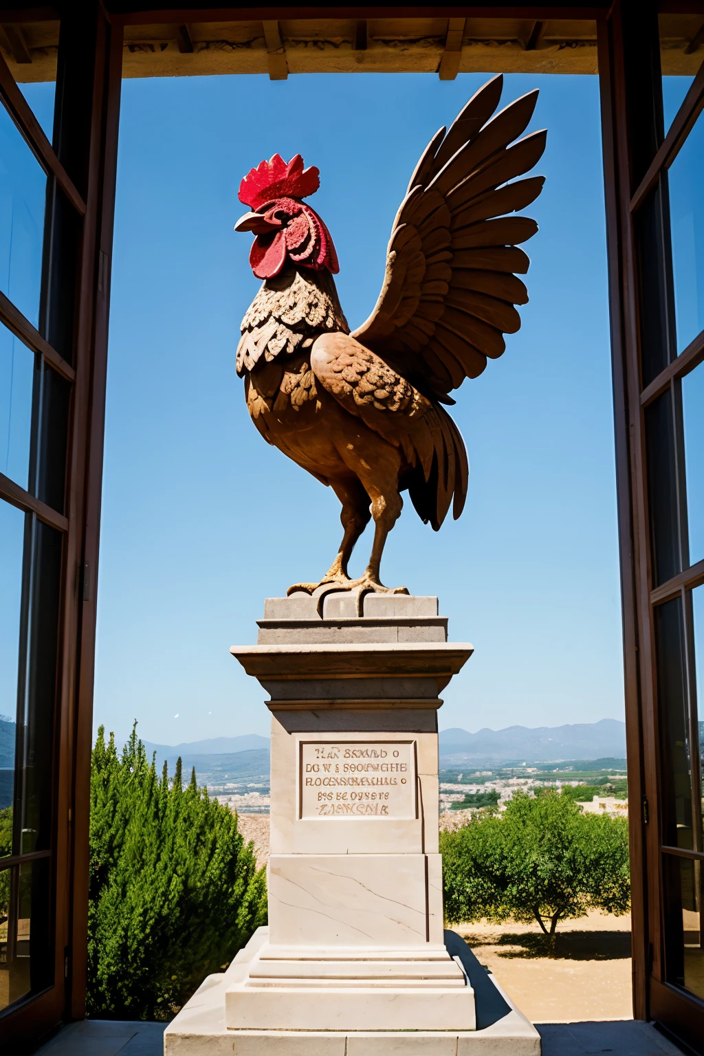 The symbolic rooster of France stands on the back of Michelangelo's Ninja Turtle