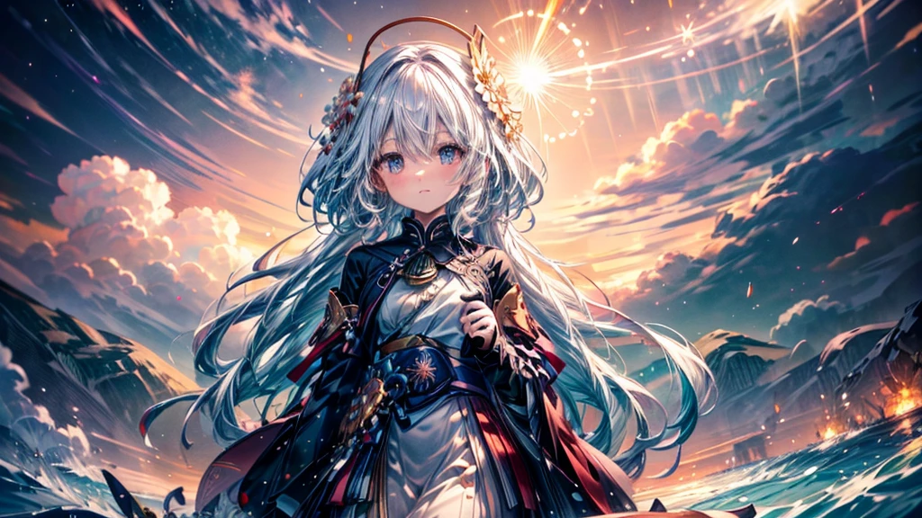 An ultra wide angle display of a mystical sunset scene showing a starry night filled with clouds and a large galaxy spinning, there is a reflection of a sakura tree in the sea in the center, illuminated by fireflies, an epic moment of quiet contemplation and understanding of the meaning of your journey. Highly detailed, UHD anime wallpaper, digital animation, epic.


