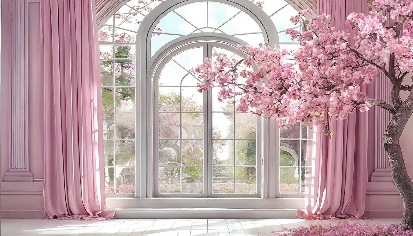 room with flowers in front of a window, beautiful aesthetic, beautiful and aesthetic, beautiful place, water in a, dreamy and detailed, dreamy scene, photo of a beautiful window, very magical and dreamy, dreamy and romantic, glamorous setting, beautiful setting, gorgeous view, beautiful dreamy breathtaking, peaceful and serene, incredibly beautiful, ornate and flowing