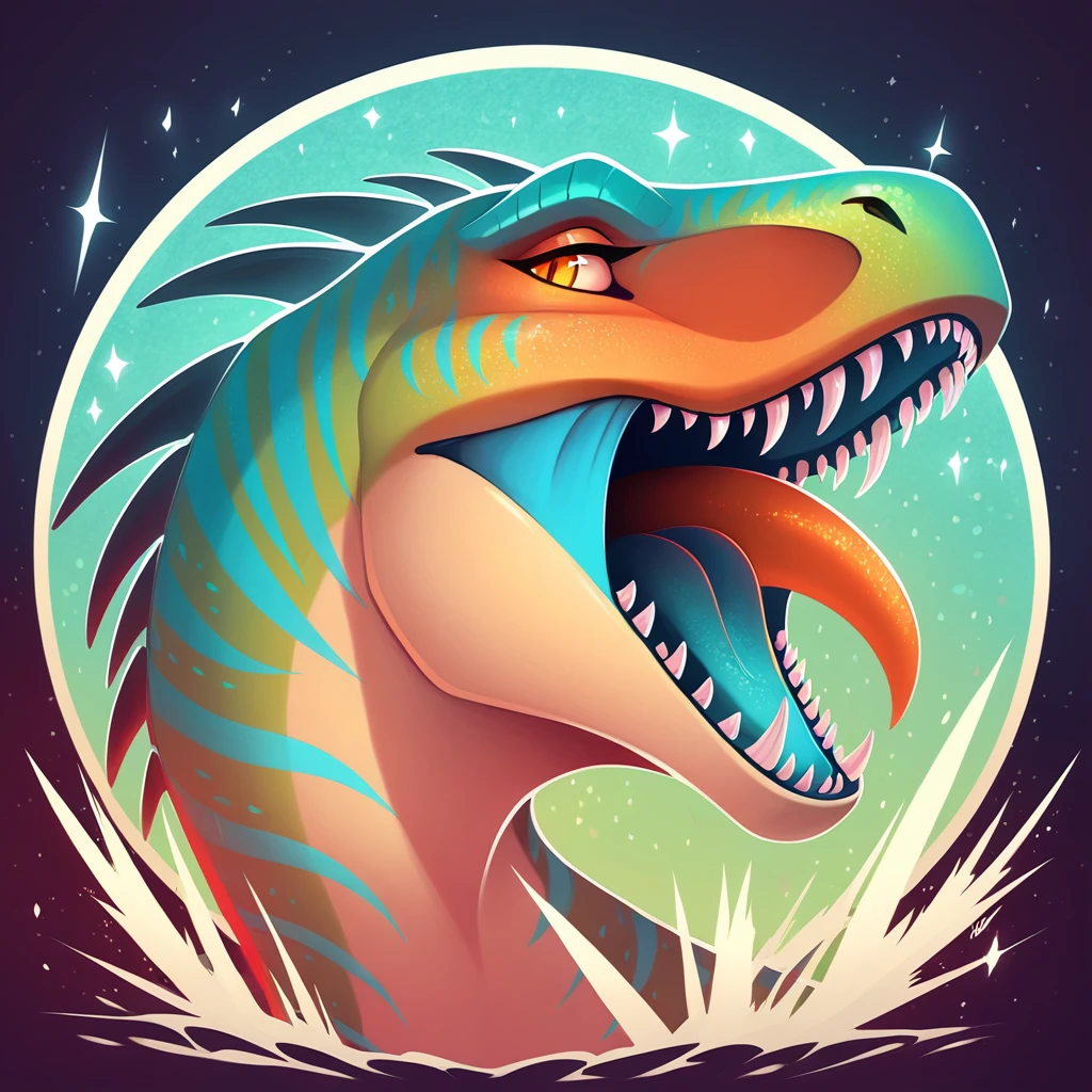 sparkle fangs in dinosaur art style