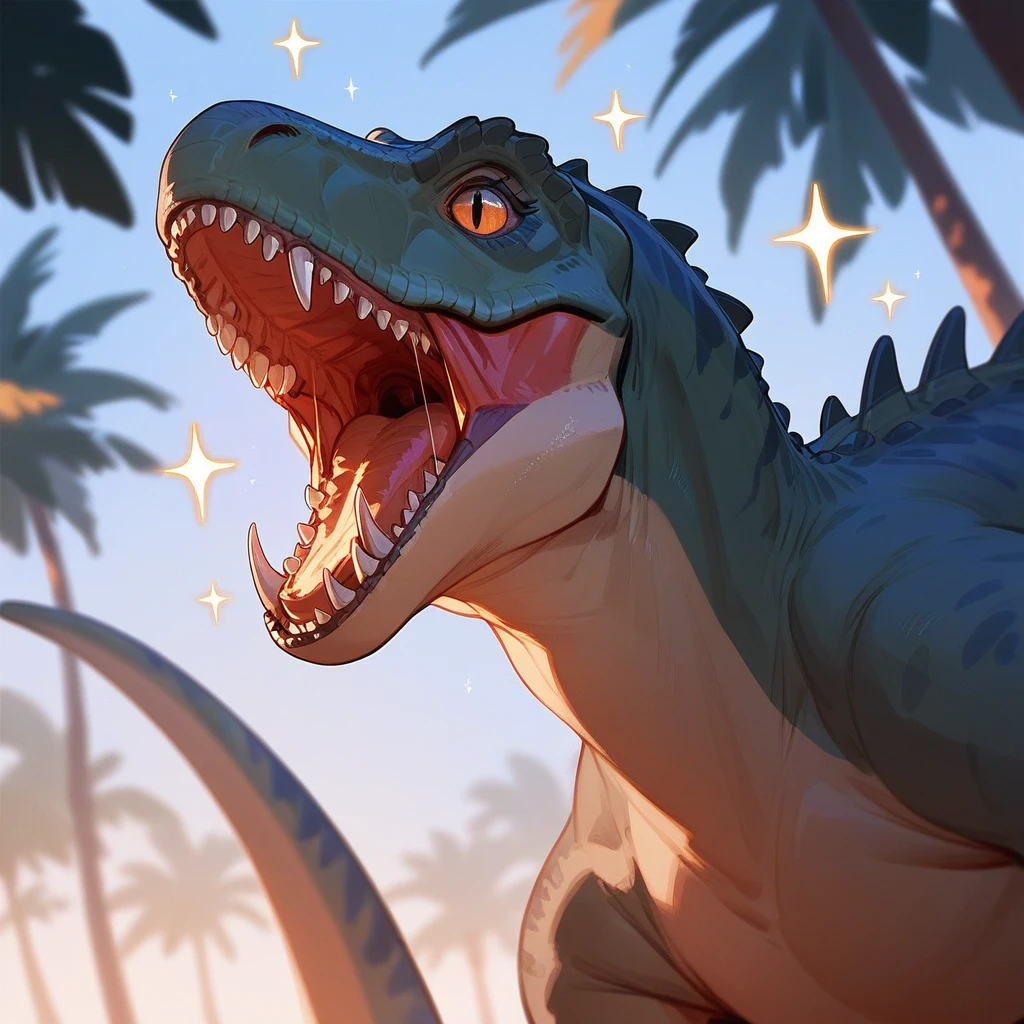 sparkle fangs, dinosaur, (score_9,score_8_up,score_7_up,score_6_up,score_5_up,score_4_up)