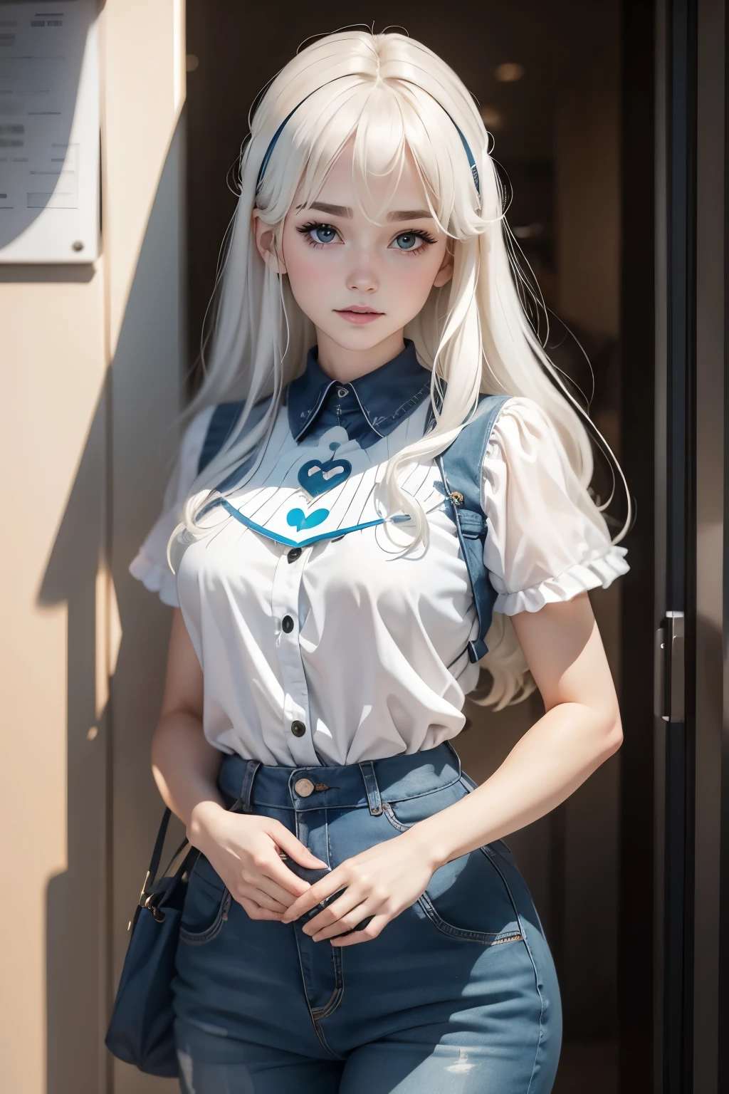 ((best quality, high resolution)), (delicate illustration), (pastelcolor:1.2), (watercolor:0.6), ((cute:1.3)), 4k,

((robot woman)), AI, ((happy)), (((Confession of love))), , Asymmetrical Waves, white hair, photo collection, cowboy shot, (spoken heart), 