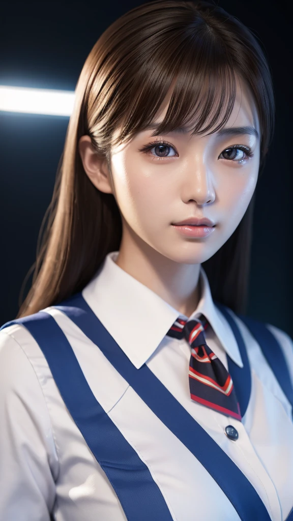 A beautiful young Japanese woman, around 20 years old, wearing a stewardess uniform, ultra-detailed, 8K resolution, highly realistic, cinematic lighting, best quality, masterpiece, photorealistic, physically-based rendering, extremely detailed, vivid colors, professional, sharp focus, studio lighting