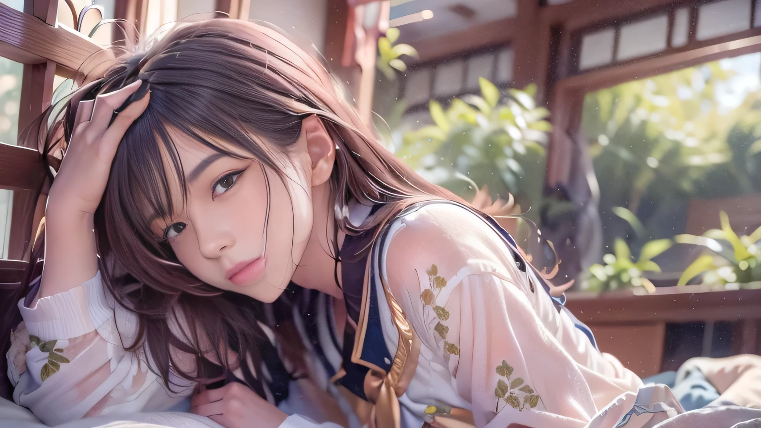 Side Shot,Close-up,Complete Anatomy,The ultimate beauty,,Woman lying on bed in Western-style building, A girl sleeping in a sailor suit,Photo taken with Sony a7r, Realistic young gravure idol, anime. Soft lighting, Shot with Canon EOS 5D Mark IV, Photo taken with Nikon D750, Photo taken with Nikon D750, Beautiful Japan girl face,Shot with a Canon 5D MK4,((Smooth Hair,Fine hair,Very fine hair)),Slim figure,Highly detailed eyes and face、Beautiful and fine details,tsurime,Cool Color Makeup,Shine,According to II,Lens flare,sharp,