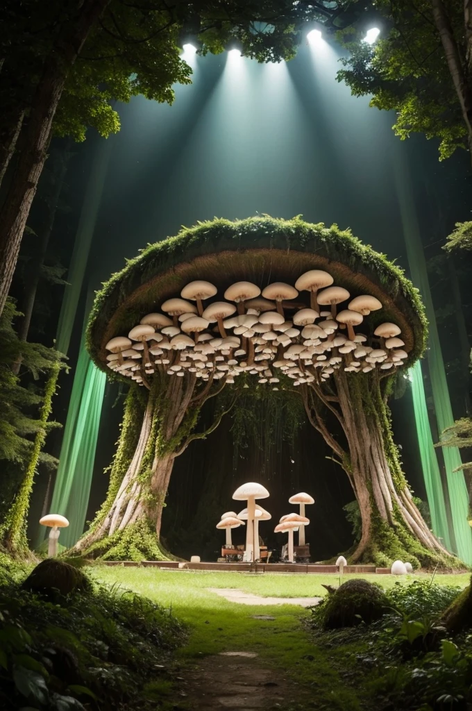 Mushroom themed show stage, mystic forest