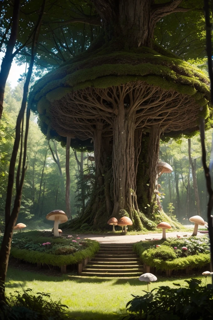 Mushroom themed show stage, mystic forest