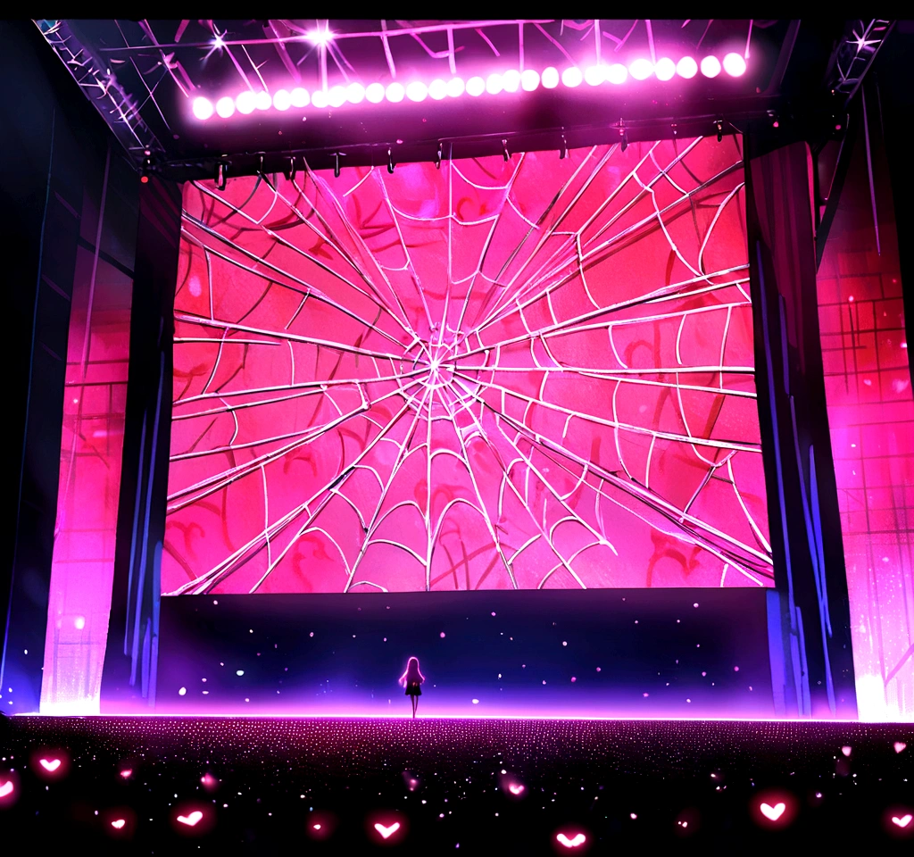 scene, Anime, stage, light pink, soft red light , stageโฮส, sexy background, heart, spider web,