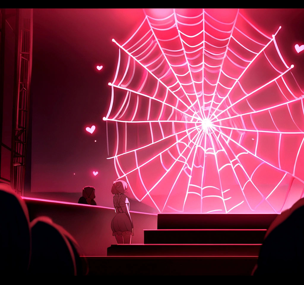 scene, Anime, stage, light pink, soft red light ,  stageโฮส, sexy background, heart, spider web,