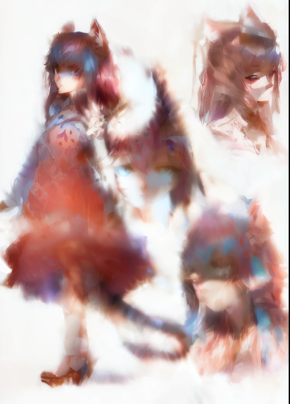 a woman with pink hair and blue eyes wearing a white dress, portrait of ahri, seraphine ahri kda, ahri, fox and bush, anime in fantasy style, cute anime cat girl, holo is a wolf girl, anime fantasy illustration, very beautiful anime cat, anime girl with cat ears, a beautiful fox lady