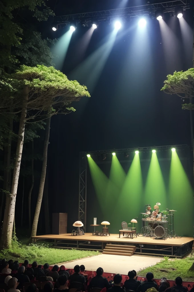 Mushroom and forest themed show stage 