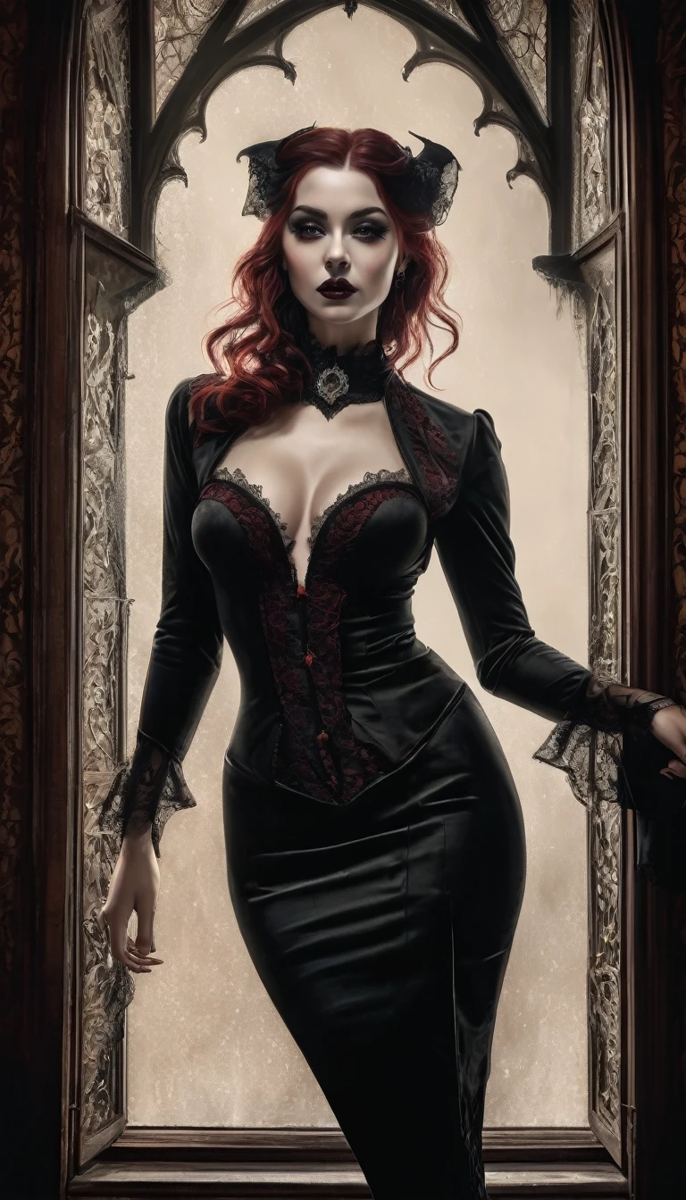 Masterpiece, best quality, ultra detailed illustration, a painting of a girl dressed as a vampire, a fine art painting by Bill Ward, Artstation, gothic art, gothic, wiccan, detailed painting full body | Perfect face | UHD, Lingery, full body . 8k resolution, perfect body, sensual, seduction, (((full body) )) Desaturated Colors , fantastic and intricate details, splash screen, grain, dust, film grain, full body . 8k resolution, perfect body, sensual, (((full body) )) beste Qualität, 4k, 8k, ultra highres, rohes Foto im hdr, scharfer Fokus, komplizierte Kleidung, detailierte Augen, glänzende Augen, hervorgehobene Augen,Masterpiece, best quality, ultra detailed illustration, a painting of a girl dressed as a vampire, a fine art painting by Bill Ward, Artstation, gothic art, gothic, wiccan, detailed painting full body | Perfect face | UHD, Lingery, full body . 8k resolution, perfect body, sensual, seduction, (((full body) )) Desaturated Colors , fantastic and intricate details, splash screen, grain, dust, film grain, full body . 8k resolution, perfect body, sensual, (((full body) ))