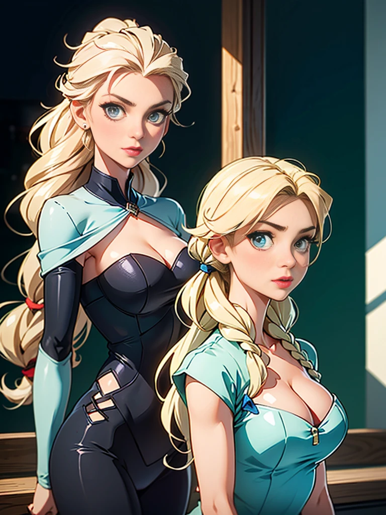 20 year old girl, светлые workоткие волосы, Одежда 1990-х годов, Elsa&#39;s white hair, melting, 1 girl, jeans, Beautiful, (main part:1.2), (better quality:1.2), ((Happy and smiling)), Cinematic, Perfect eyes, perfect skin, perfect lighting, smile, world, work, Textured leather, Detail, beauty, be surprised, ultra detailed, perfect face