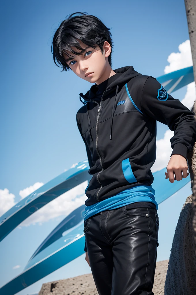 A 14-year-old boy with black hair and sky blue eyes. He possesses an aura of determination mixed with unwavering curiosity.