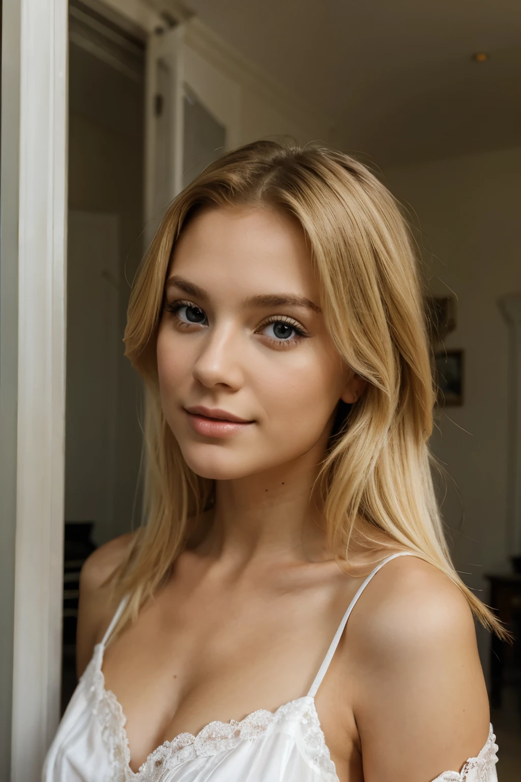 young pretty blonde woman of French type