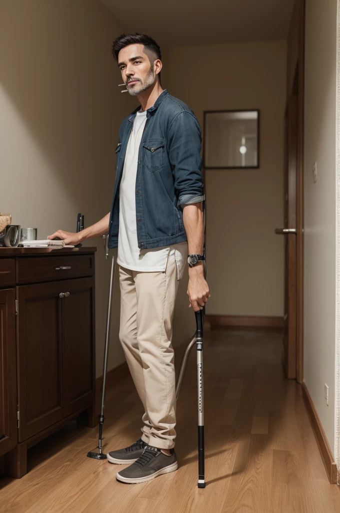 Man using crutch