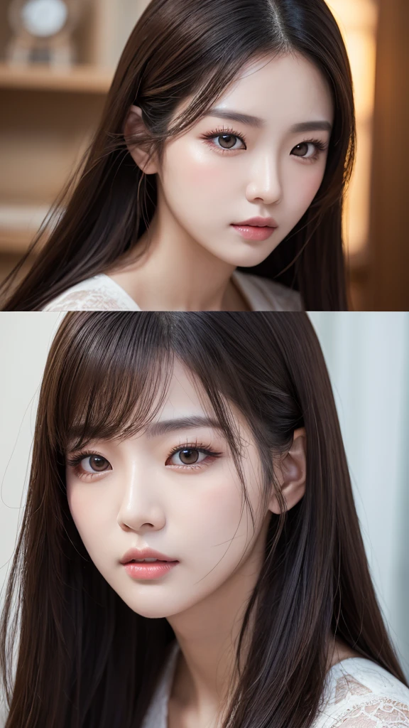 a beautiful korean woman,beautiful detailed eyes,beautiful detailed lips,extremely detailed eyes and face,longeyelashes,elegant korean fashion,award winning,best quality,highres,8k,16k,retina,masterpiece,accurate,anatomically correct,super detail,high details,high quality,photorealistic,cinematic lighting,warm color palette,detailed skin texture,flowing hair,dramatic pose,mysterious expression