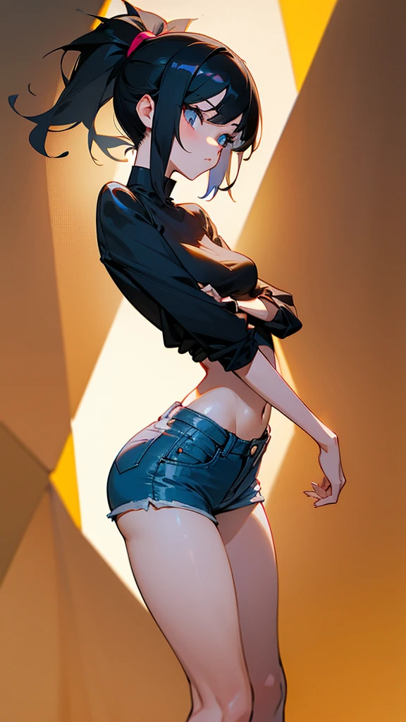 Masterpiece、最high quality、high quality、High definition、High resolution、High detail、Lens flare、Ray tracing method、high qualityの質感、high qualityの影、Beautiful details、Detailed and delicate、Detailed texture、Realistic facial expression、Realistic and colorful、Delicate、Cinematic Light、Side light、Sharp Focus、(1 woman:1.3)、(Intricate details、Makeup、Pure Eros Face_v1:0.5)、(Details Beautiful delicate face、Detailed beautiful delicate eyes、Perfect Facial Proportions、Detailed skin、Charm)、fancy hairstyles、Beautiful bangs、(Two-tone gradient hair color)、slender、(Upturned beautiful breasts)、Raise your arm and make a peace sign、Detailed crotch、Female juice、(Experiencing the best orgasm)、Light-colored V-cut、Light-colored thong、Thigh mini skirt、Low-rise mini skirt、Front-button short-sleeve shirt、Crop top、Low-angle composition