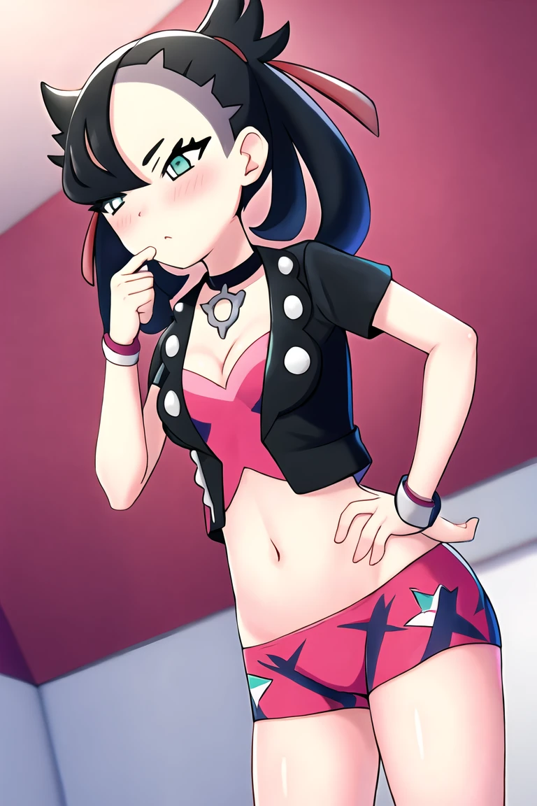 pokemonmarnie, aqua eyes, , black hair, hair ribbon, long hair, red ribbon, ribbon, twintails, room, breasts, blush, highres, navel, looking at viewer, angry,, bouncing breasts, nipples, hands on own breasts, nude, pussy
