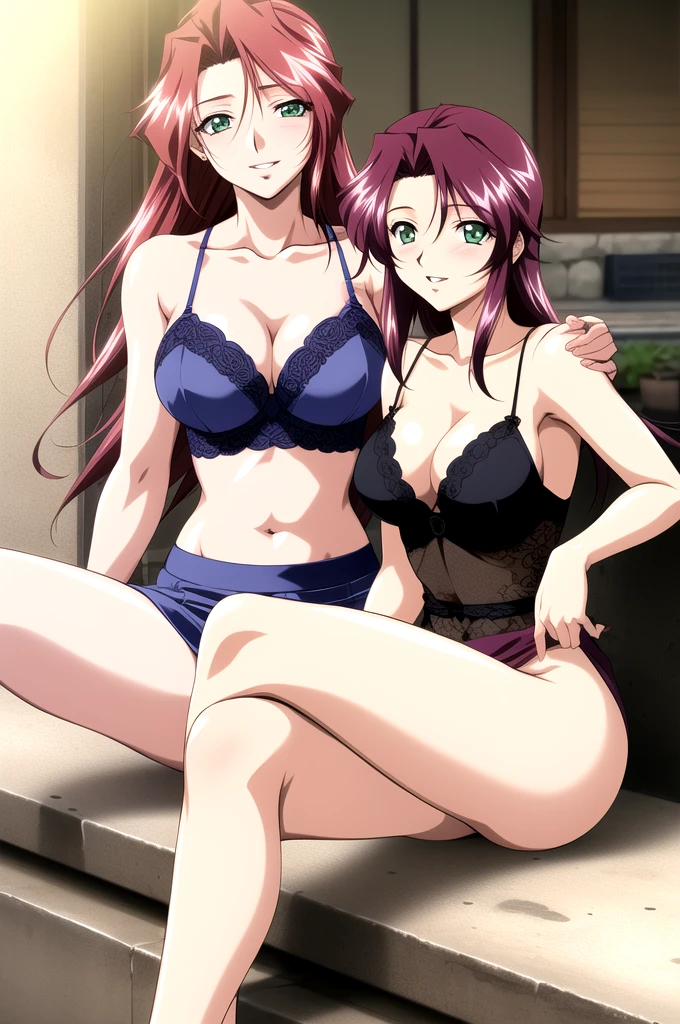 Innai Kansen - Iimura Manami Innai Kansen - Iimura Manami, masterpiece, best quality, a beautiful sexy mature woman sitting on a ledge with her hand on her hair, 1girl, 独奏, sitting, outdoors, breasts, cleavage, midriff, halter neck, black sleeveless shirt, mini skirt, jewelry, smile, crossed legs, parted lips,