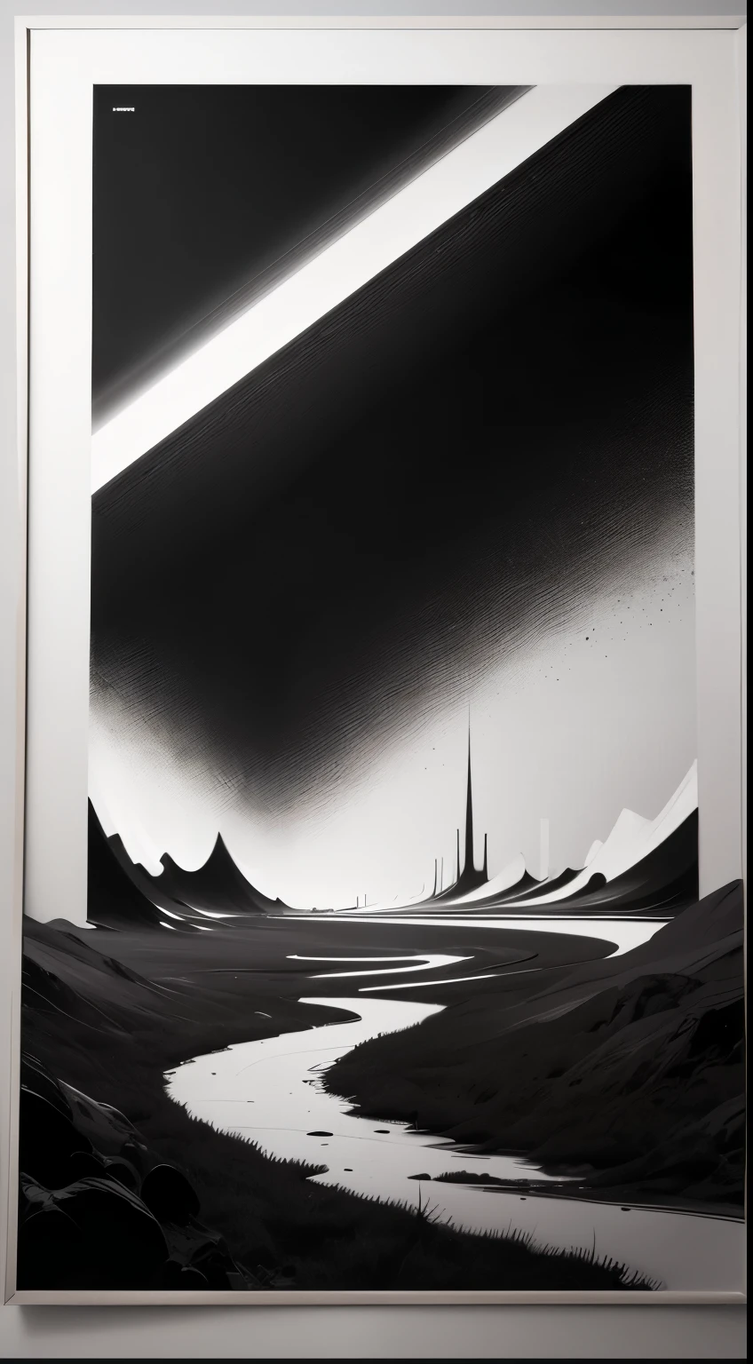 Auditory Universe,Minimalist black and white poster,Abstract Art,Apocalyptic landscape,Award-winning works,Award-winning
