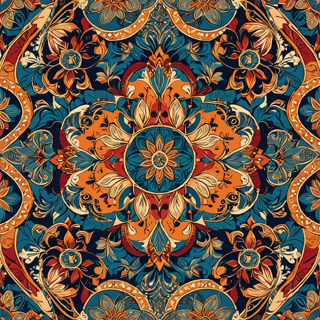 seamless pattern, tapestry, intricate, full of detalis, colorful