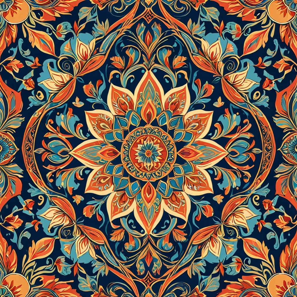 seamless pattern, tapestry, intricate, full of detalis, colorful