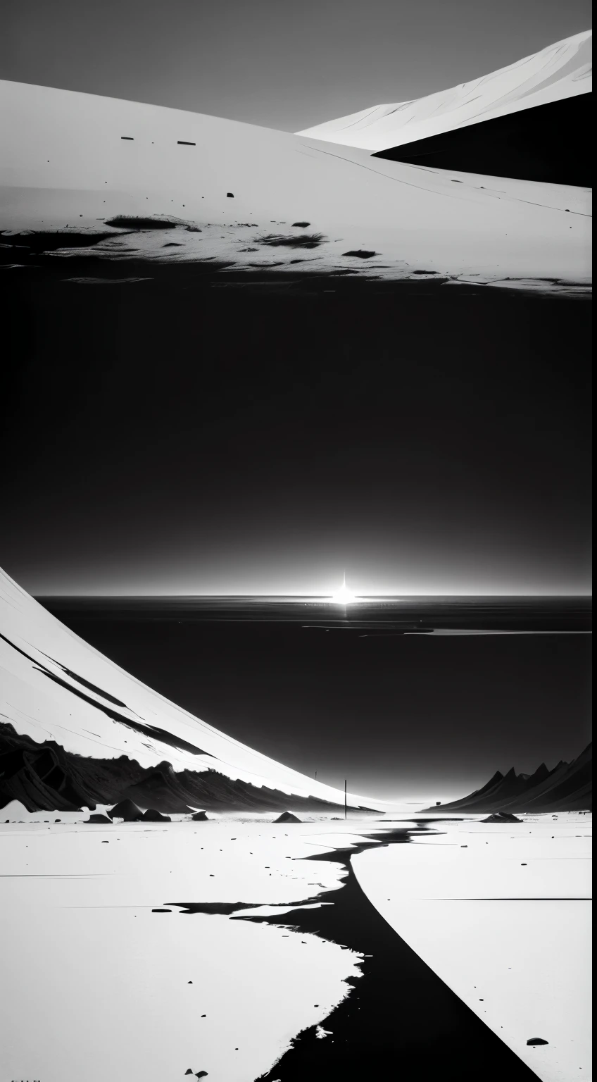 Inner atmosphere noise，Minimalist black and white poster，Abstract Art，Apocalyptic landscape，Award-winning works，Award-winning