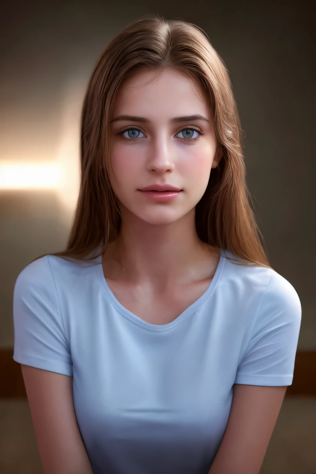 dressed, (photo realistic:1.4), (hyper realistic:1.4), (realistic:1.3),, (smoother lighting:1.05), (increase cinematic lighting quality:0.9), 32K,, 1girl,20yo girl, realistic lighting, backlighting, light on face, ray trace, (brightening light:1.2), (Increase quality:1.4),, (best quality real texture skin:1.4), finely detailed eyes, finely detailed face, finely quality eyes,, (tired and sleepy and satisfied:0.0), face closeup, t-shirts,, (Increase body line mood:1.1), (Increase skin texture beauty:1.1)