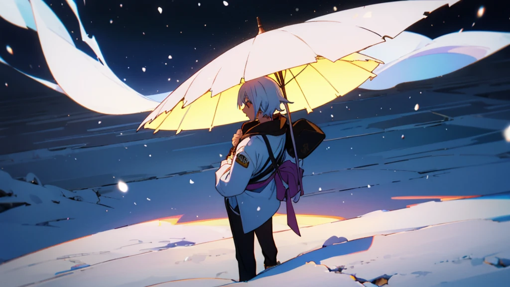 on top of the sidewalk, a boy with hair as white as snow stands out. He watches couples walking down the street excitedly, his calm expression contrasting with the hustle and bustle around him. Your eyes shine with a mixture of melancholy and determination, as if he were seeking something beyond festive appearances. While he remains alone, your elegant posture, wearing Y2K clothes and serene, suggests its own story, in search of love or a mission that takes you beyond social conventions.