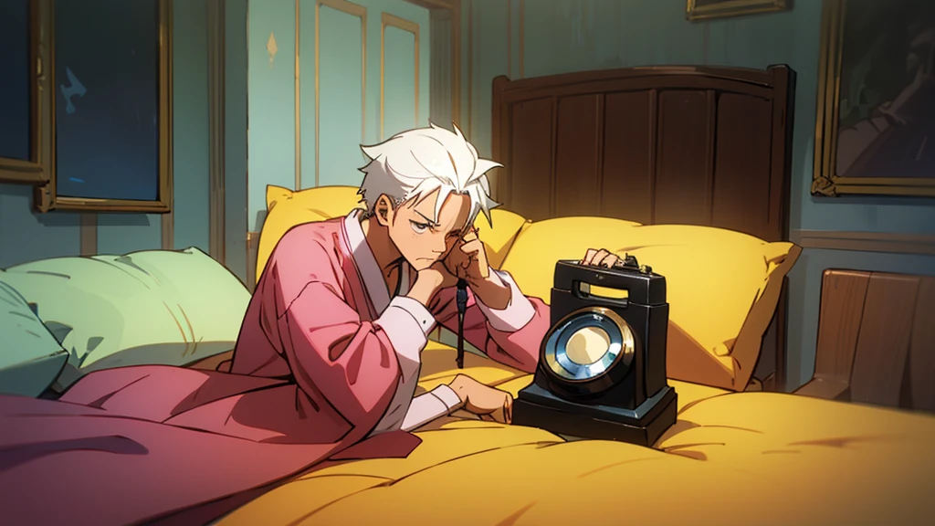 "20-year-old boy with neatly trimmed white hair. He is in an empty room, sitting on a bed, with a melancholic expression. The scene is inspired by Akon's 'Lonely' music video. The walls are plain, with a vintage telephone next to the bed. The soft lighting and sad atmosphere reflect a feeling of loneliness. He is wearing modern Y2K-style clothes, conveying a mix of nostalgia and contemporary."
Additional Description for AI:
Hair: White, modern style and neatly trimmed.
Age: 20s.
Setting: Empty room, sad and melancholic atmosphere, inspired by Akon's 'Lonely' music video.
Clothing: Y2K (2000s) style, modern.
Room Elements: Plain bed, vintage telephone, soft lighting.
This should provide a detailed description to create an AI image of the character you described in the desired setting.