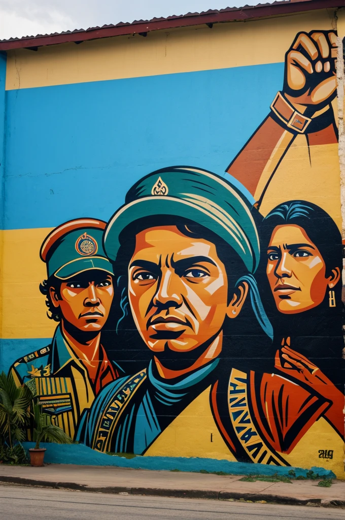 A mural of the Sandinista national liberation front of Nicaragua 
