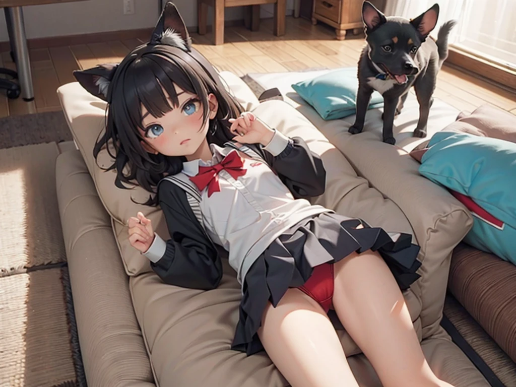 Cool and serious,schoolgirl