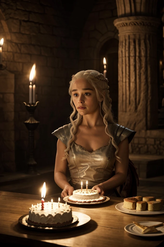 Daenerys Targaryen with a birthday cake