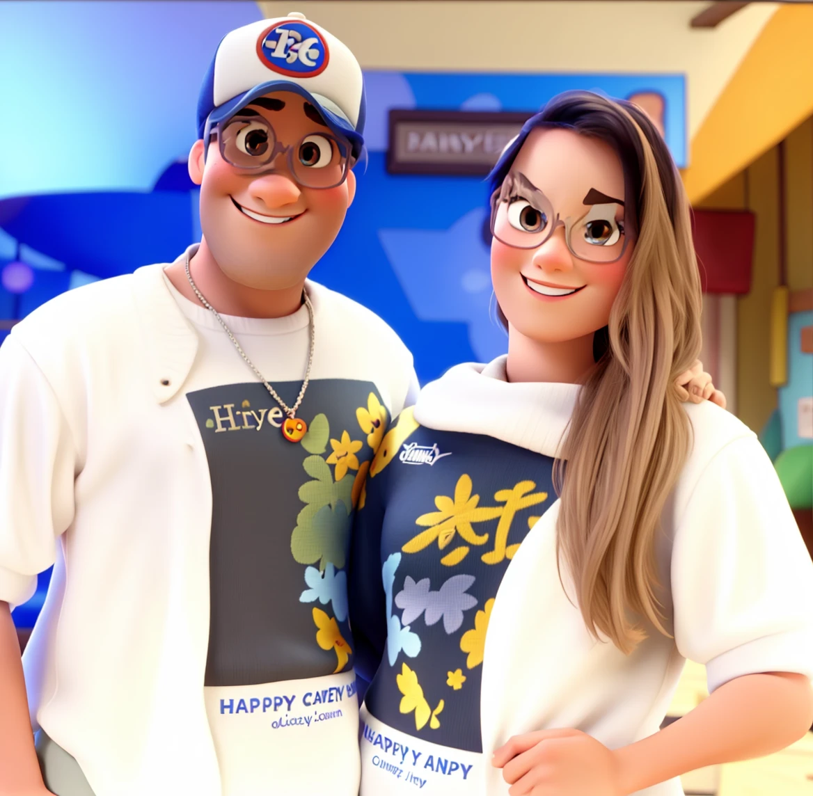 HAPPY COUPLE DISNEY PIXAR STYLE