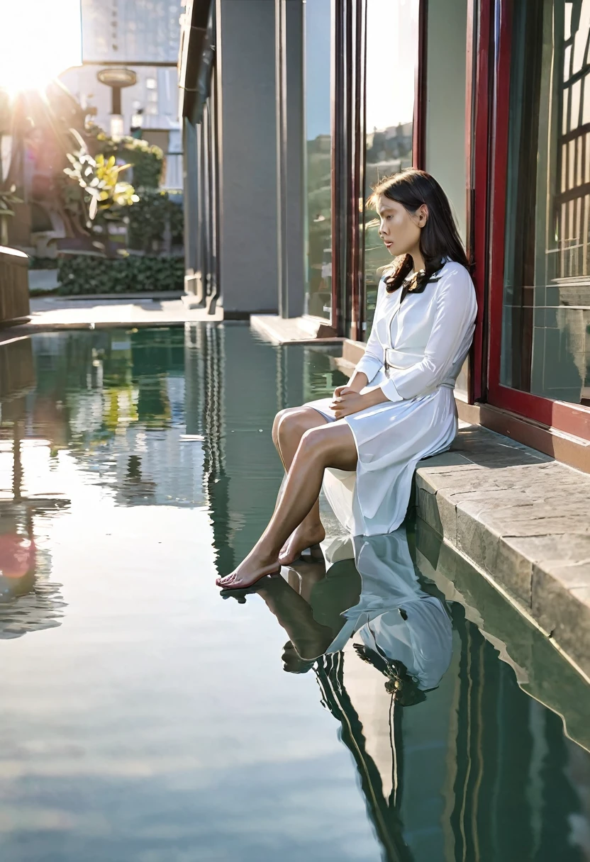 woman sitting reflecting