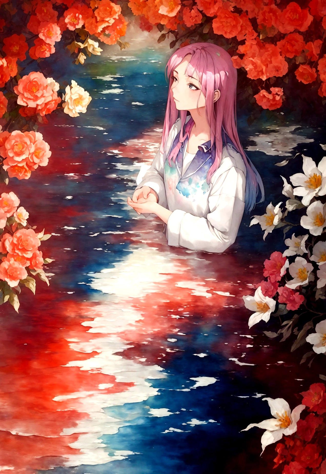 A painting of flowers with splash background and spray paint effect, Leaded by: Eugene Zak, Aquarell Art, Leaded by: lotz karoly, Aquarell painting, Aquarell painting style, Detailed art of the Aquarell, Leaded by: Reuben Tam, Digital watercolor, Aquarell , Masterfully detailed watercolor, Aquarell Art, Grzegorz Rutkowski