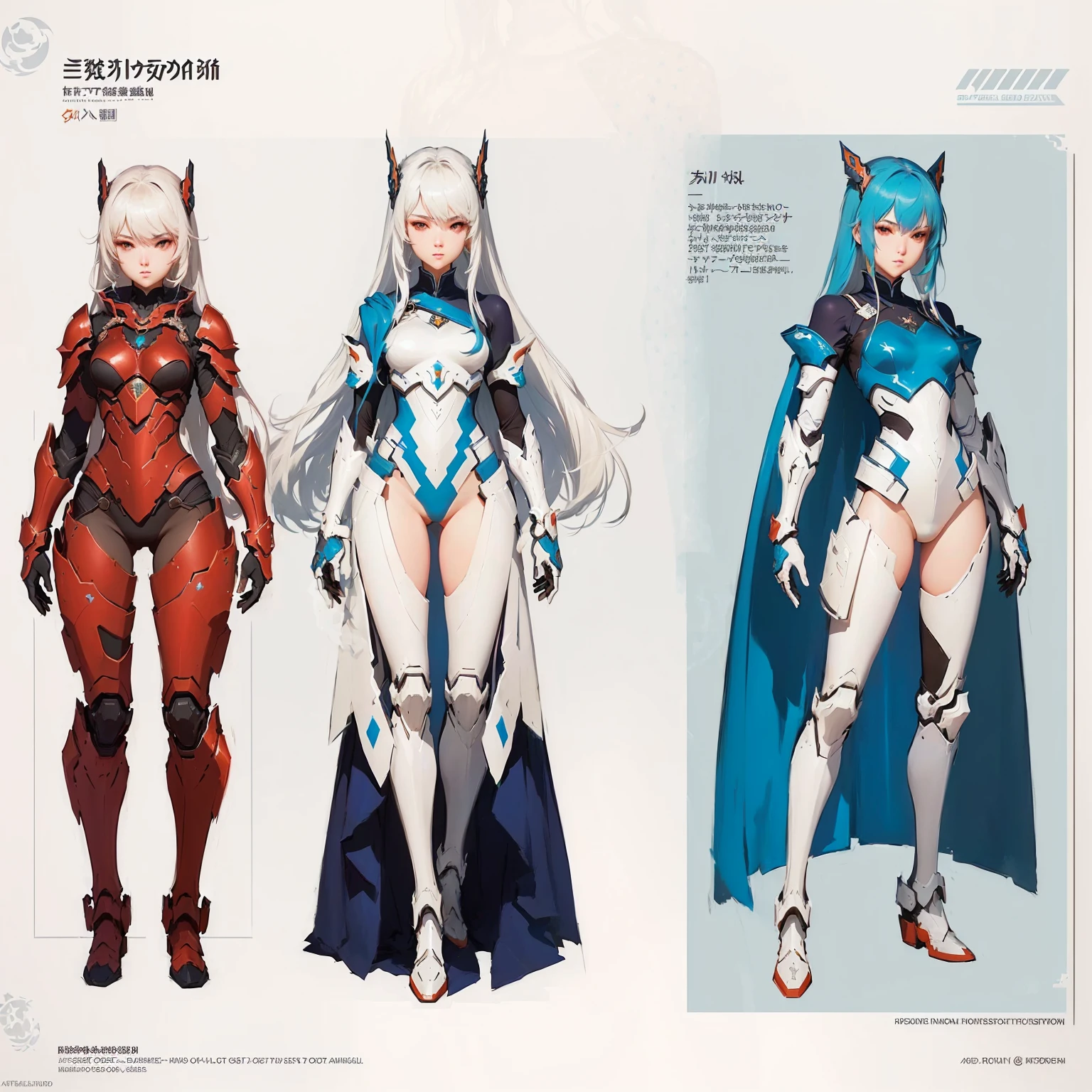 ((full body photo, standing, feet on the ground))a close up of two different images of a woman in armor, ( ( character concept art ) ), official character art, anime character design, anime concept art, official concept art, cushart krenz, pristine concept art, krenz cushart and wenjun lin, cushart krenz key art feminine, trending on artstation pixiv
