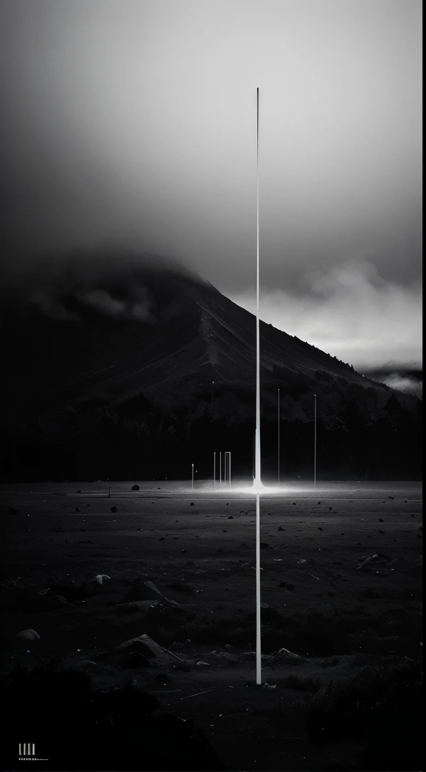 Internal noise，Minimalist black and white poster，Abstract Art，Apocalyptic foggy landscape，Award-winning works，Award-winning